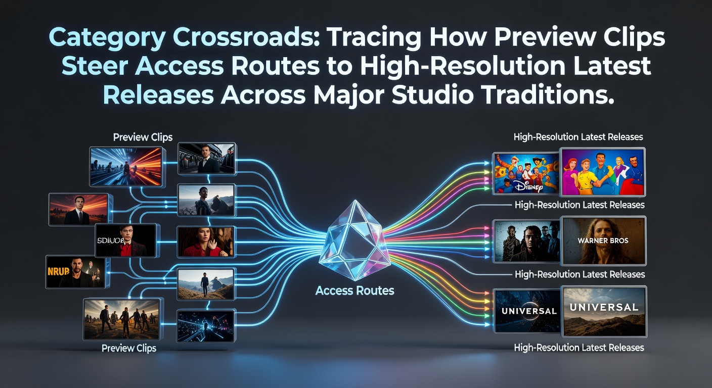 Preview clips guiding viewers toward high-resolution movie releases from major studios