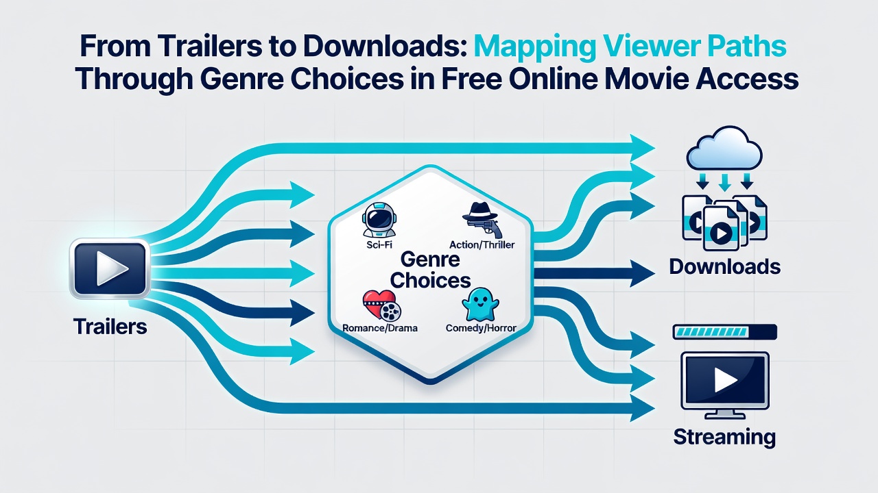 Data visualization of genre choice pathways leading to free movie downloads in online streaming environments