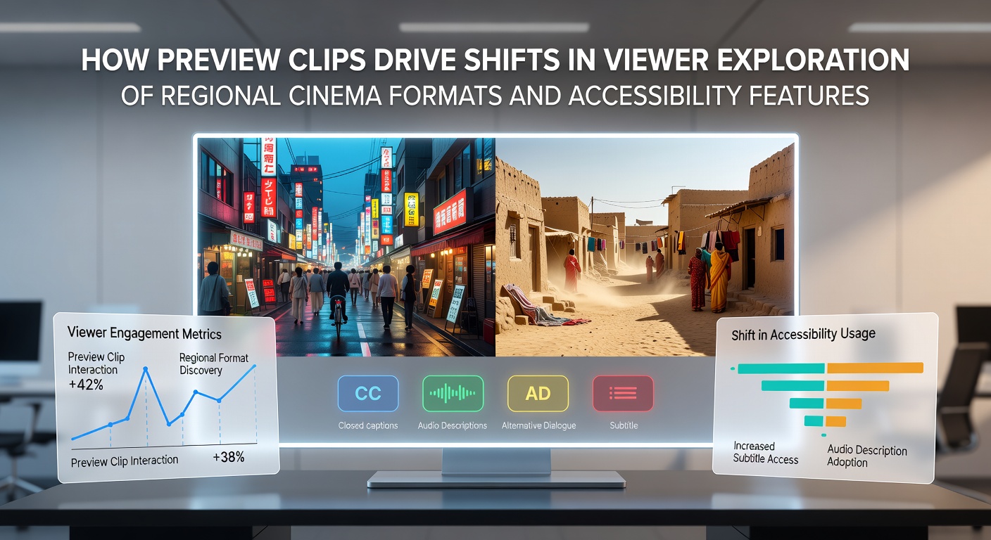 Preview clips displayed on streaming platforms that highlight regional cinema formats and accessibility options