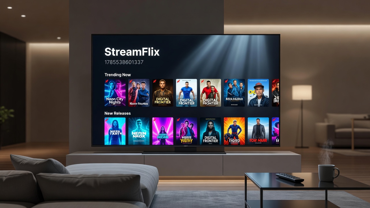 Multiple devices displaying synchronized movie streaming sessions in a shared living space