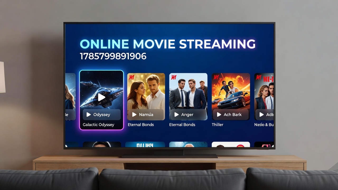 User interface showing movie selection and playback controls on a streaming platform