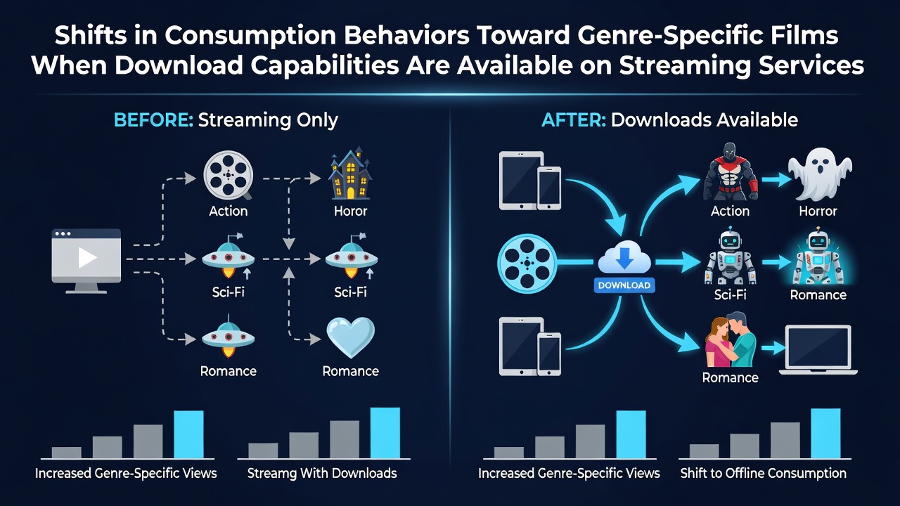 Streaming platform interface showing download options for various film genres