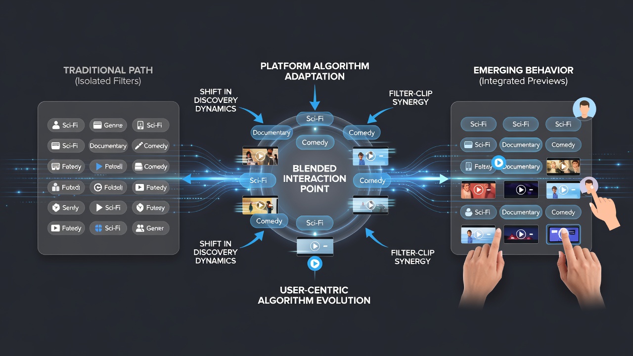 Preview clips playing alongside genre selection menus on a free movie platform